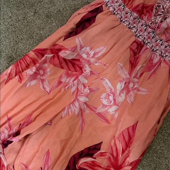 VENUS Floral Halter romper - Coral and Magenta - Picture 5 of 7